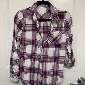 Cute red + blue plaid shirt with rolled cuffs